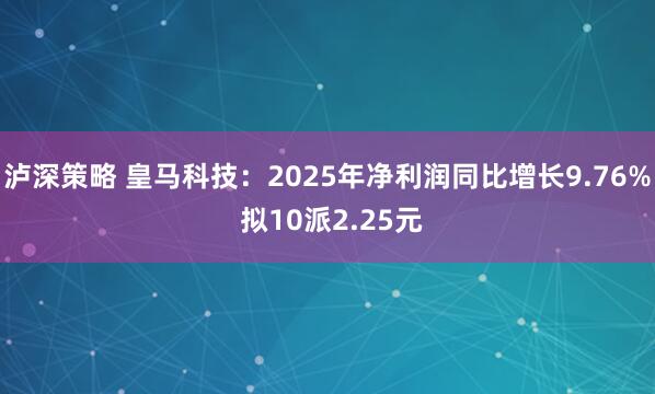 泸深策略 皇马科技：2025年净利润同比增长9.76% 拟10派2.25元